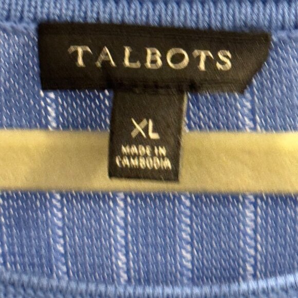 Talbots Sweater Sz XL Ribbed Blue Cotton Rayon Sweater Long Sleeve Pullover - Picture 2 of 11
